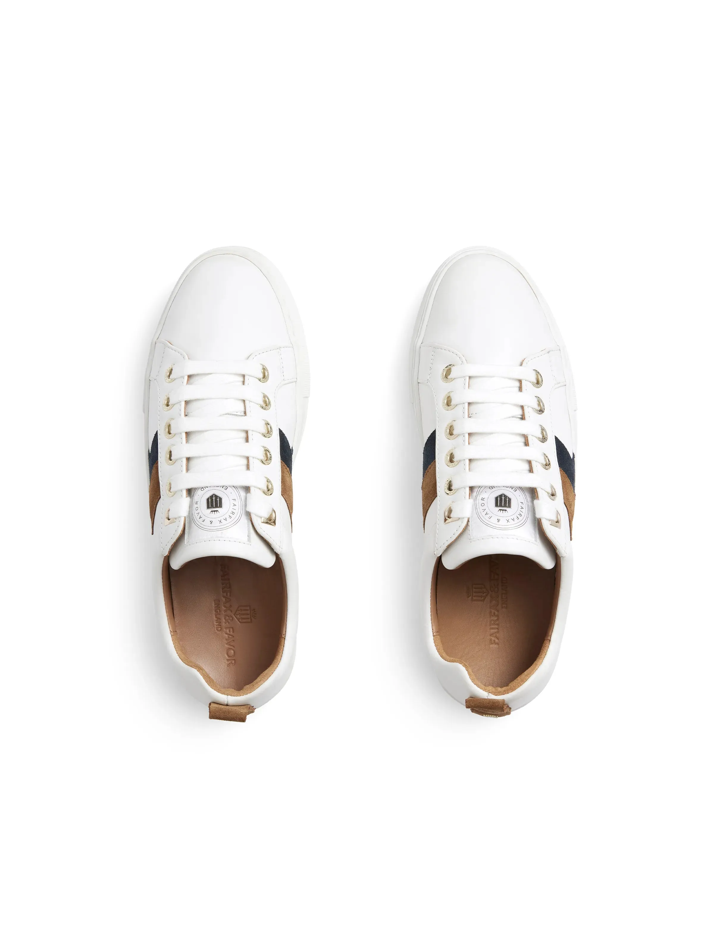 Alexandra Platform - White - Tan & Navy