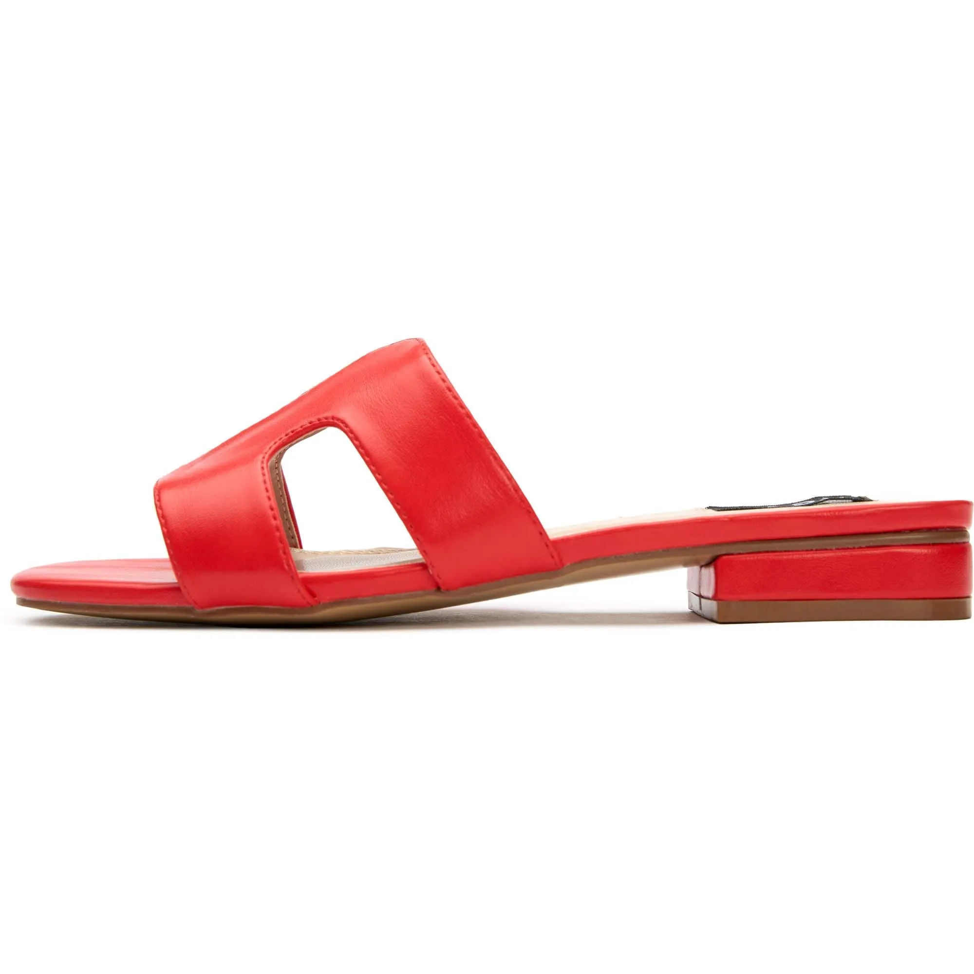 Bok Women's Vegan Leather Slider Sandals | Red