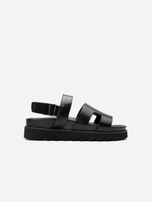 Brazil Women's Vegan Leather Ankle Strap Sandals | Black