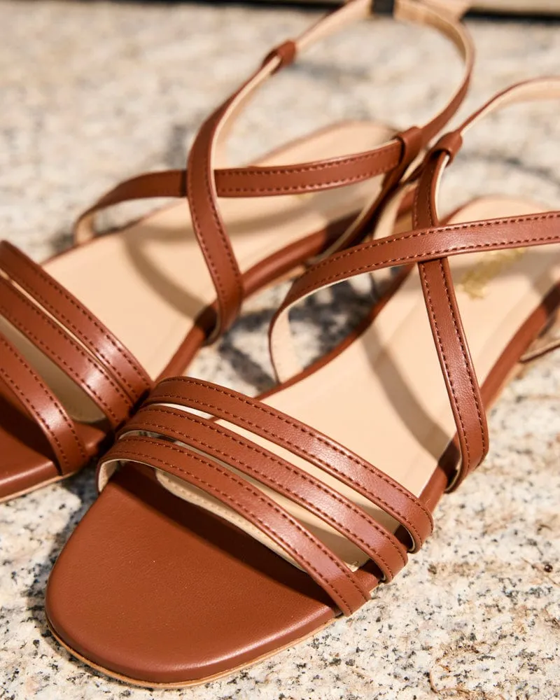 Cave Vegan Leather Strappy Sandals | Camel