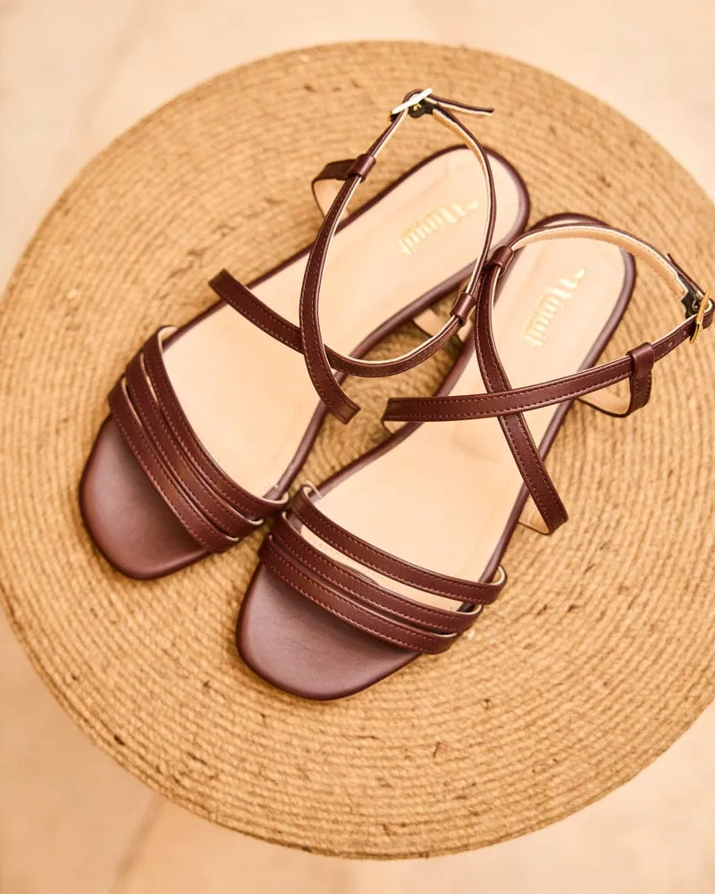 Cave Vegan Leather Strappy Sandals | Chocolate