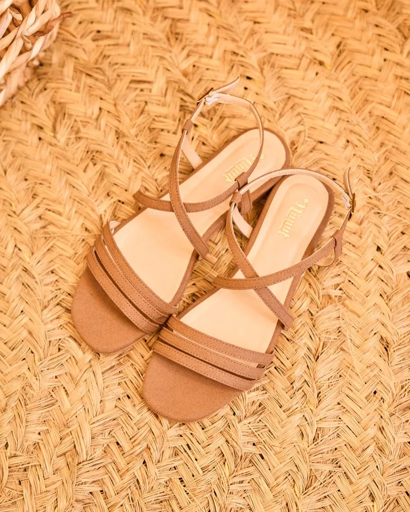 Cave Vegan Leather Strappy Sandals | Mocha