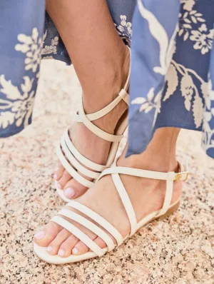 Cave Vegan Leather Strappy Sandals | Vanilla