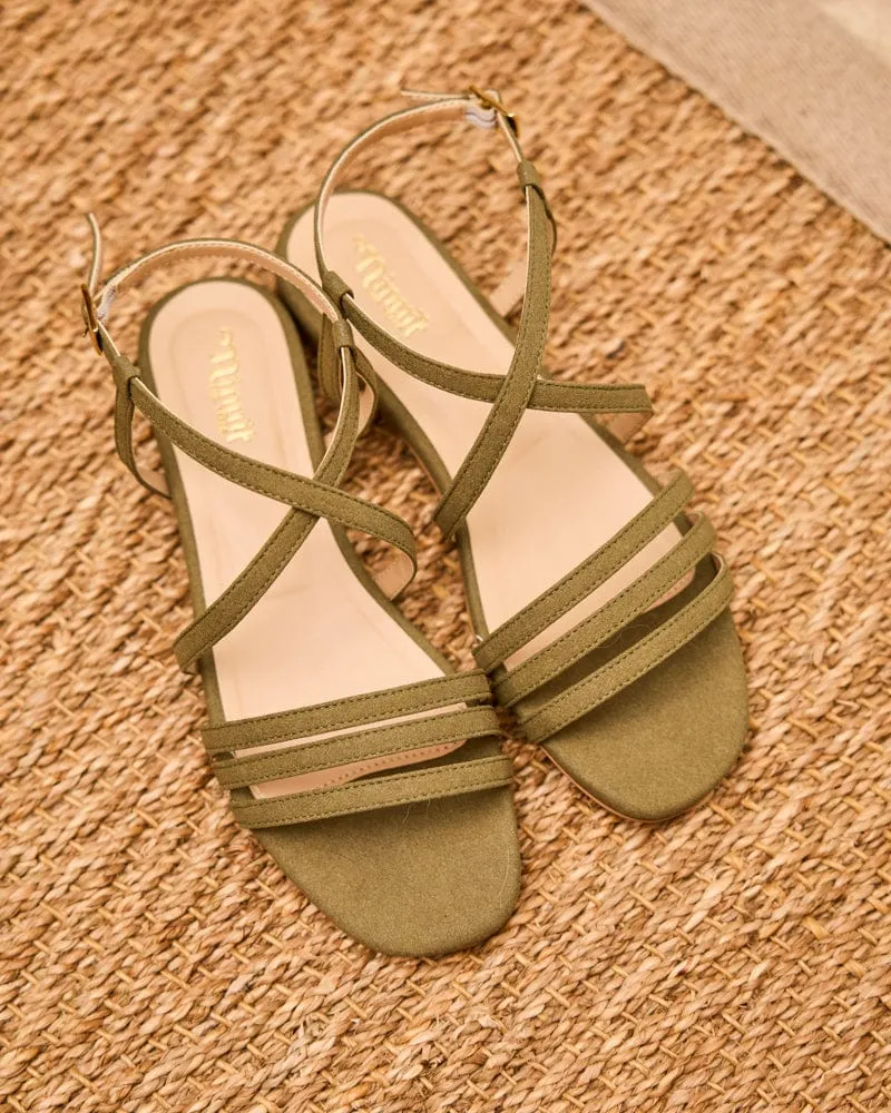 Cave Vegan Suede Strappy Sandals | Sage
