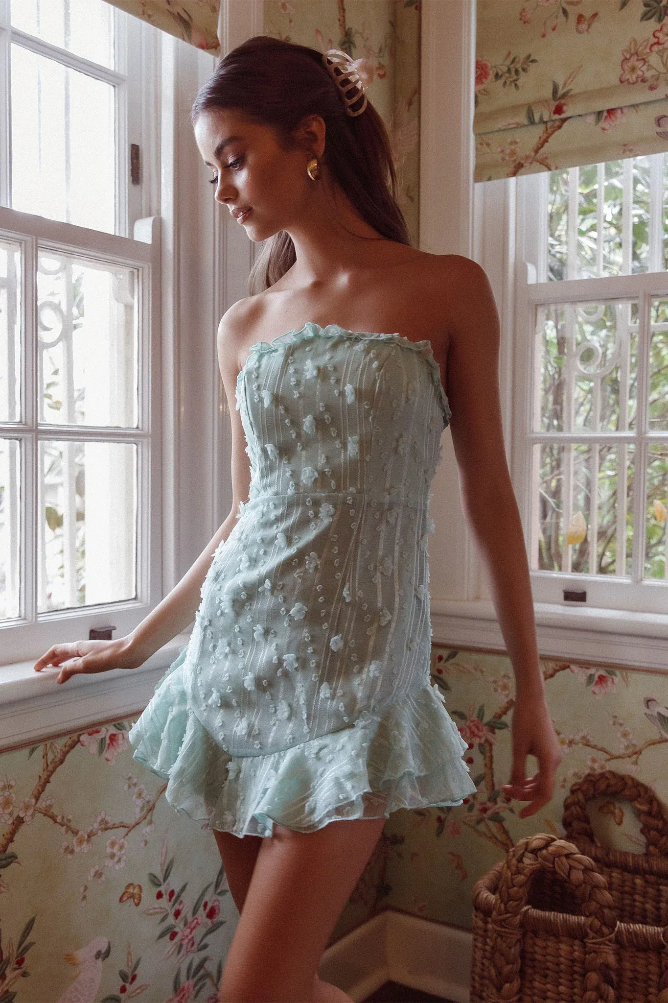Cece Embellished Bandeau Dress Sage