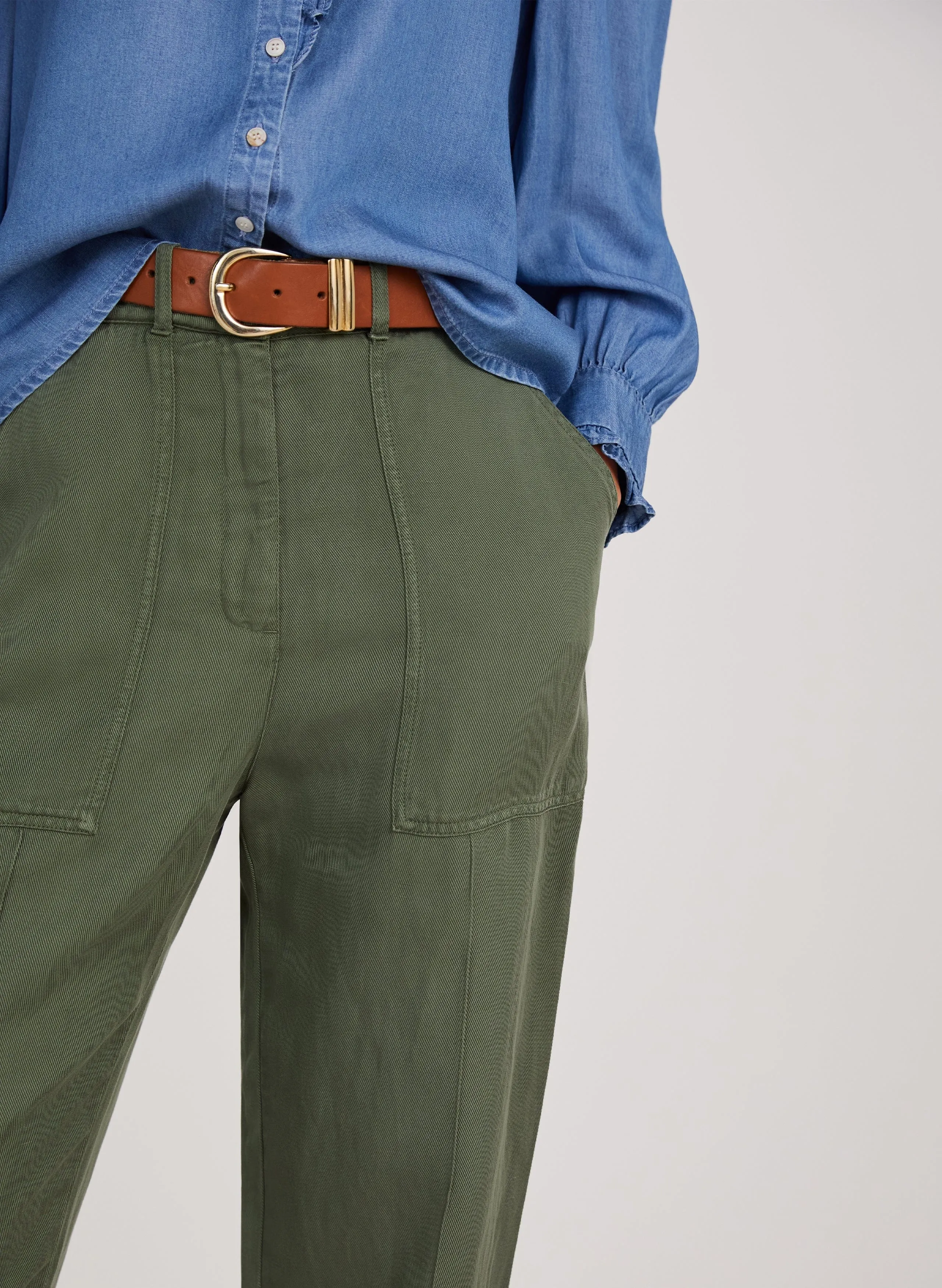 Claire TENCEL™ Cargo Trousers | Light Khaki