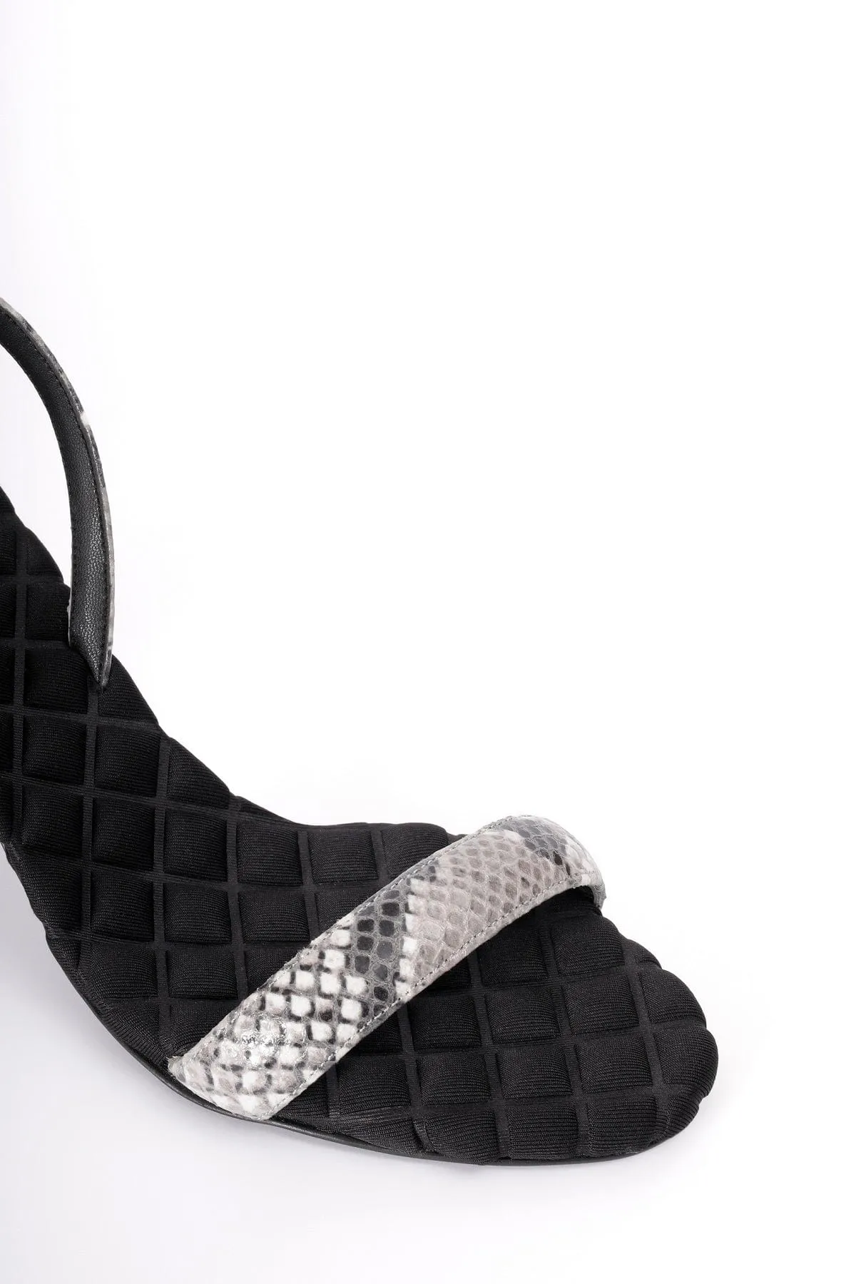 Claudia Vegan Cotton High-Heeled Slingback Sandals | Python