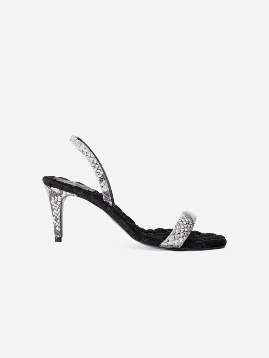 Claudia Vegan Cotton High-Heeled Slingback Sandals | Python