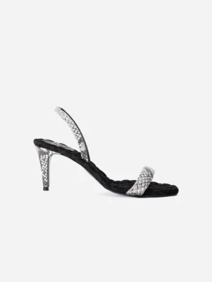 Claudia Vegan Cotton High-Heeled Slingback Sandals | Python