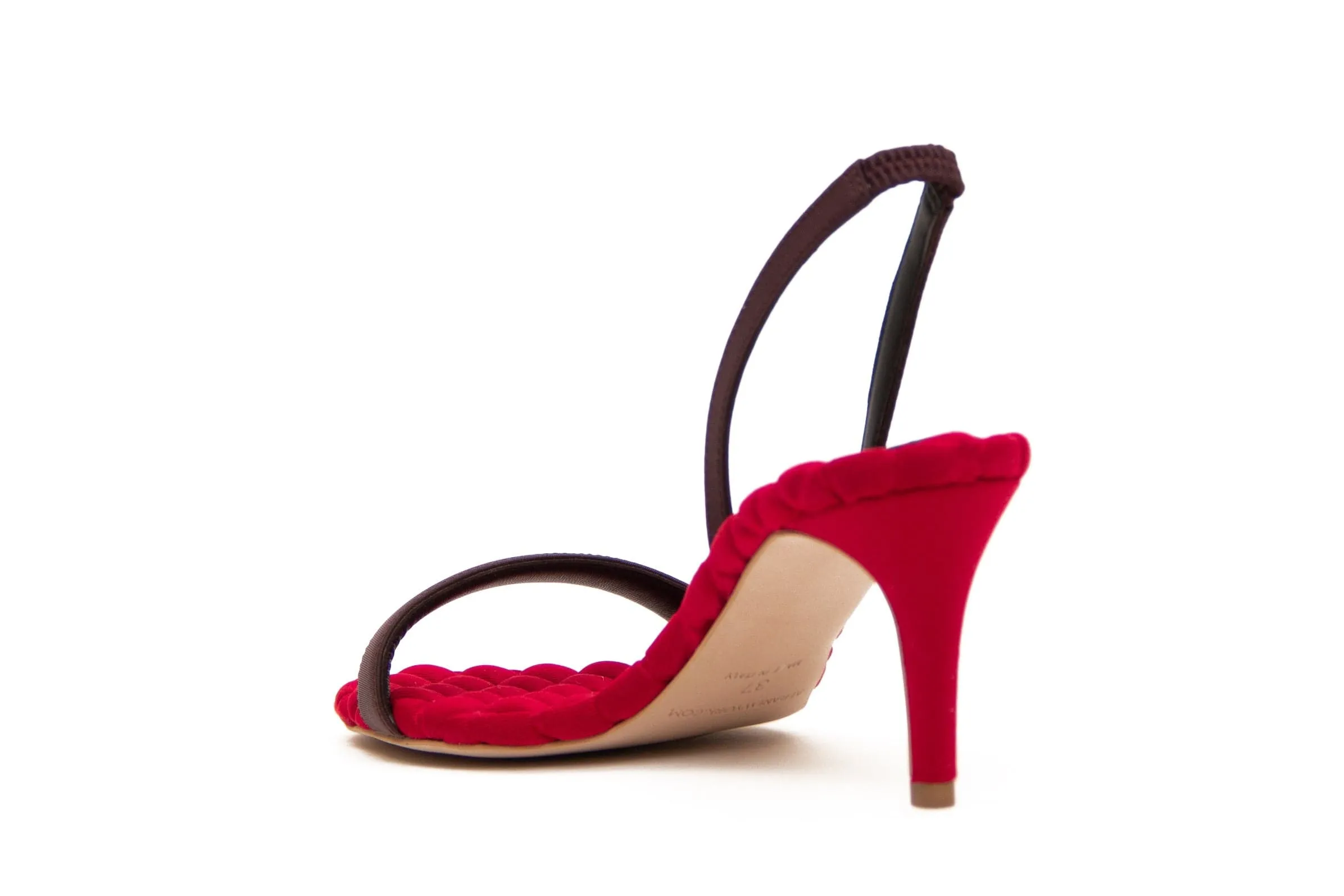 Claudia Vegan Satin High-Heeled Slingback Sandals | Bordeaux