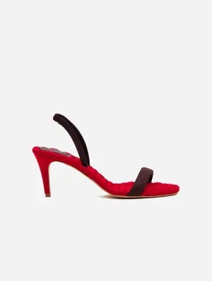 Claudia Vegan Satin High-Heeled Slingback Sandals | Bordeaux