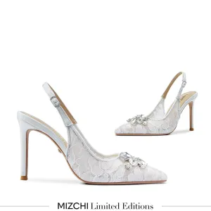 *DIAMOND- ivory lace slingback