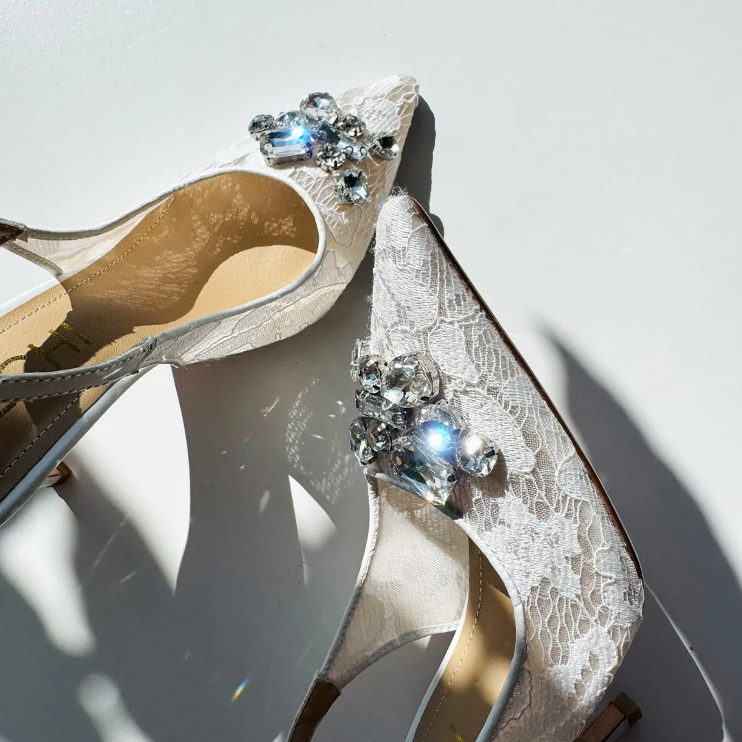 *DIAMOND- ivory lace slingback