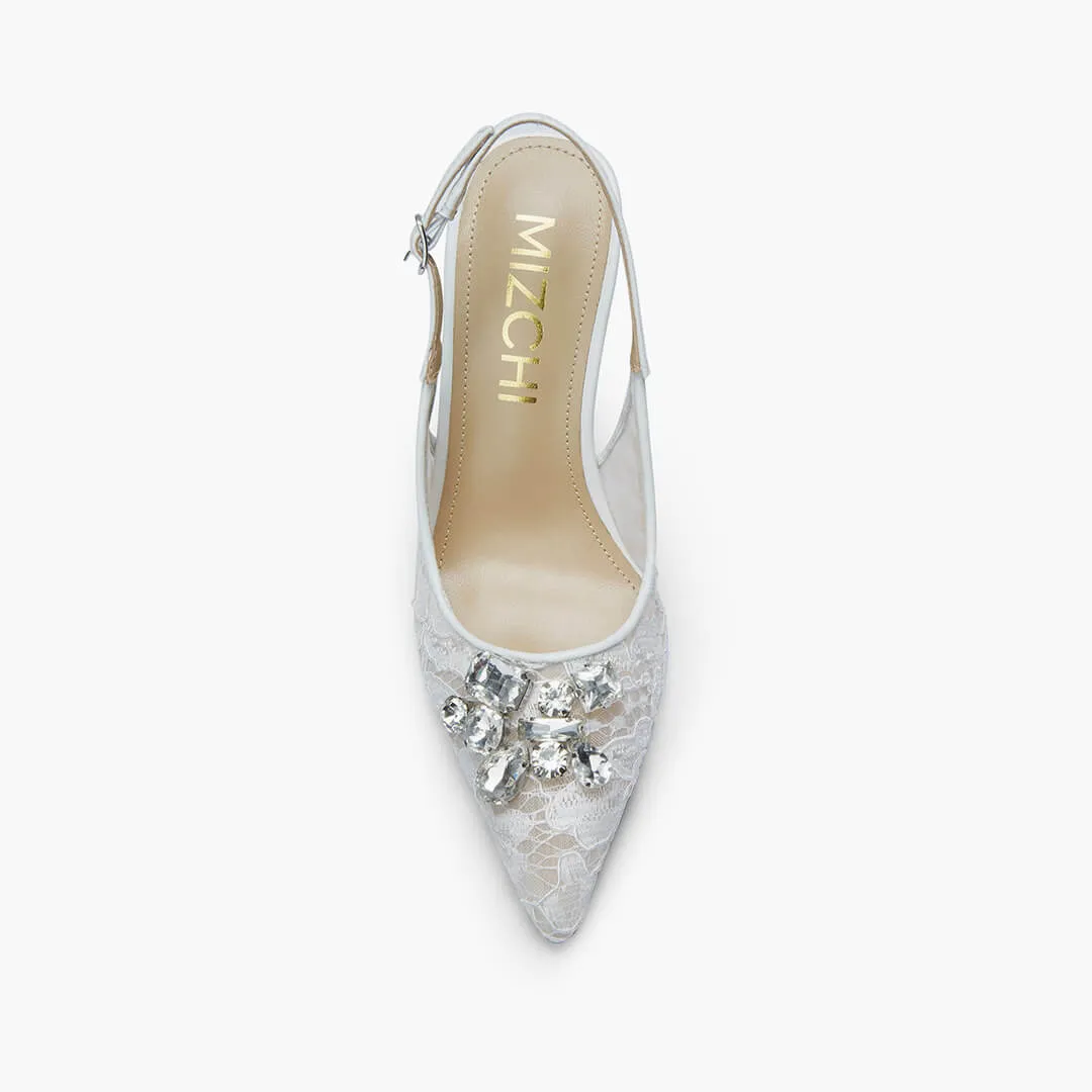 *DIAMOND- ivory lace slingback