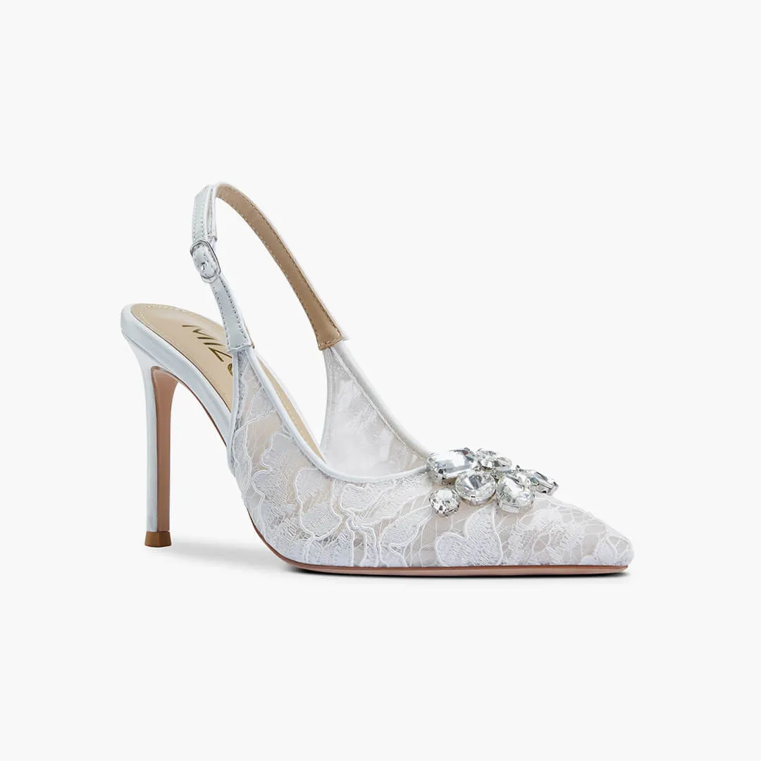 *DIAMOND- ivory lace slingback