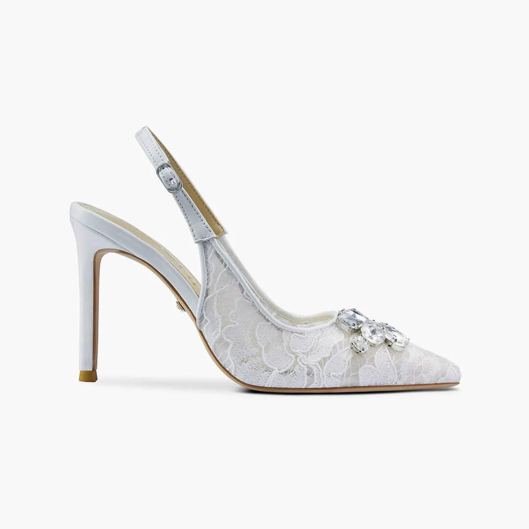 *DIAMOND- ivory lace slingback