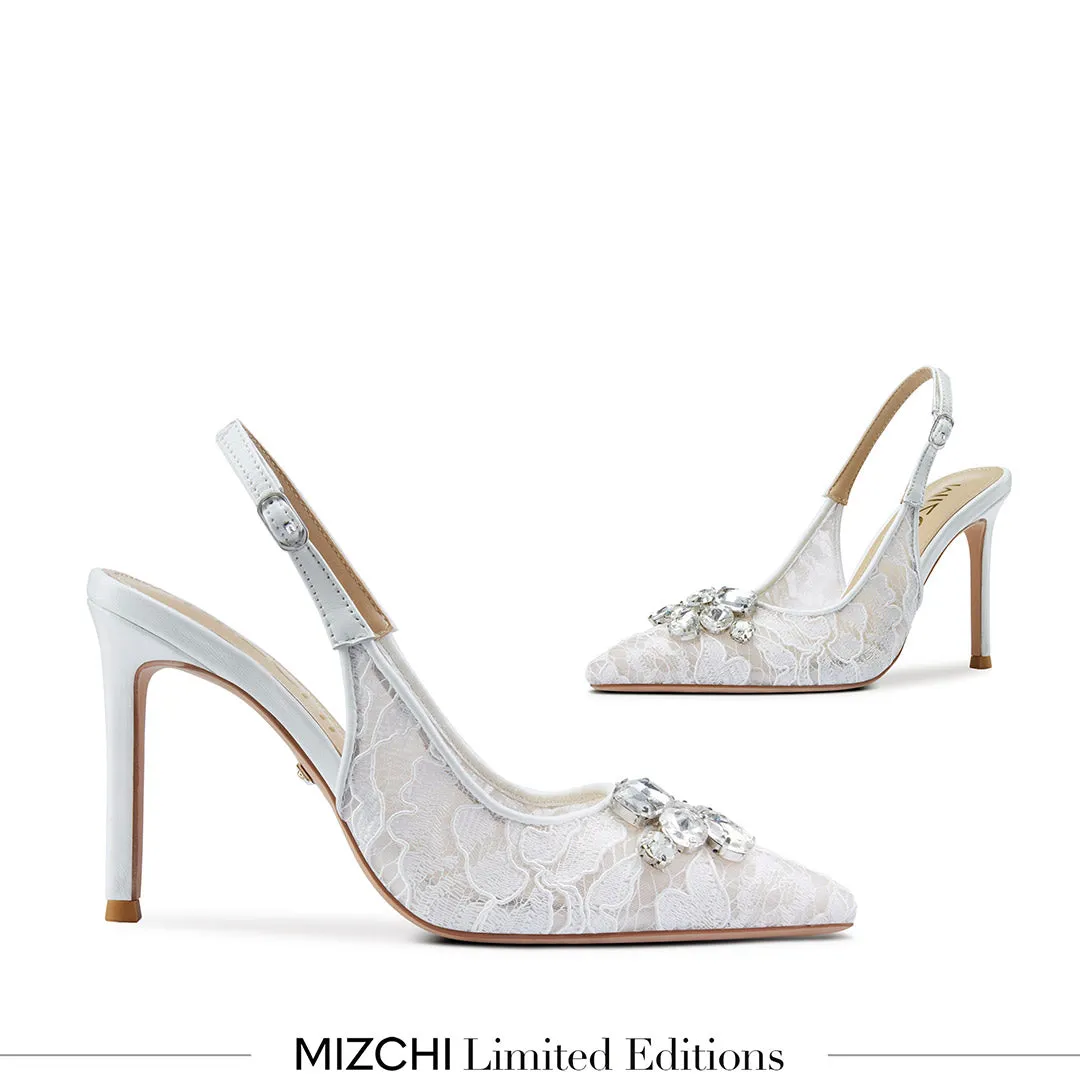 *DIAMOND- ivory lace slingback