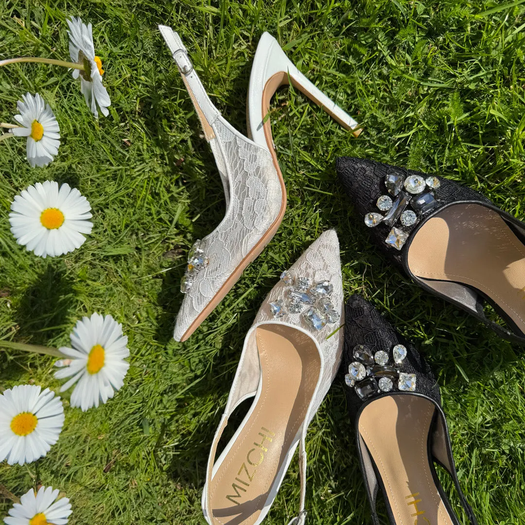 *DIAMOND- ivory lace slingback