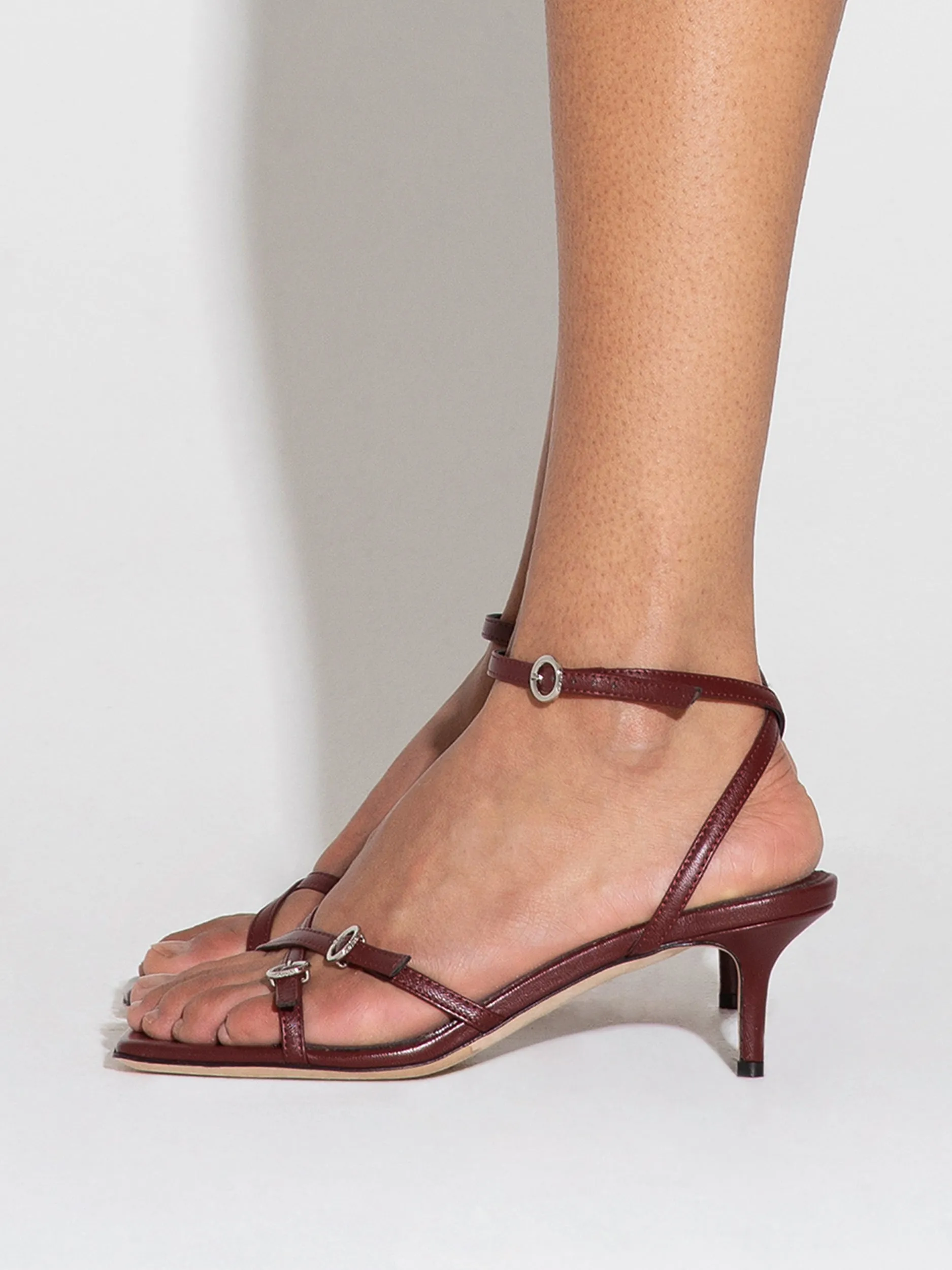 Libby Leather Kitten-Heel Sandals