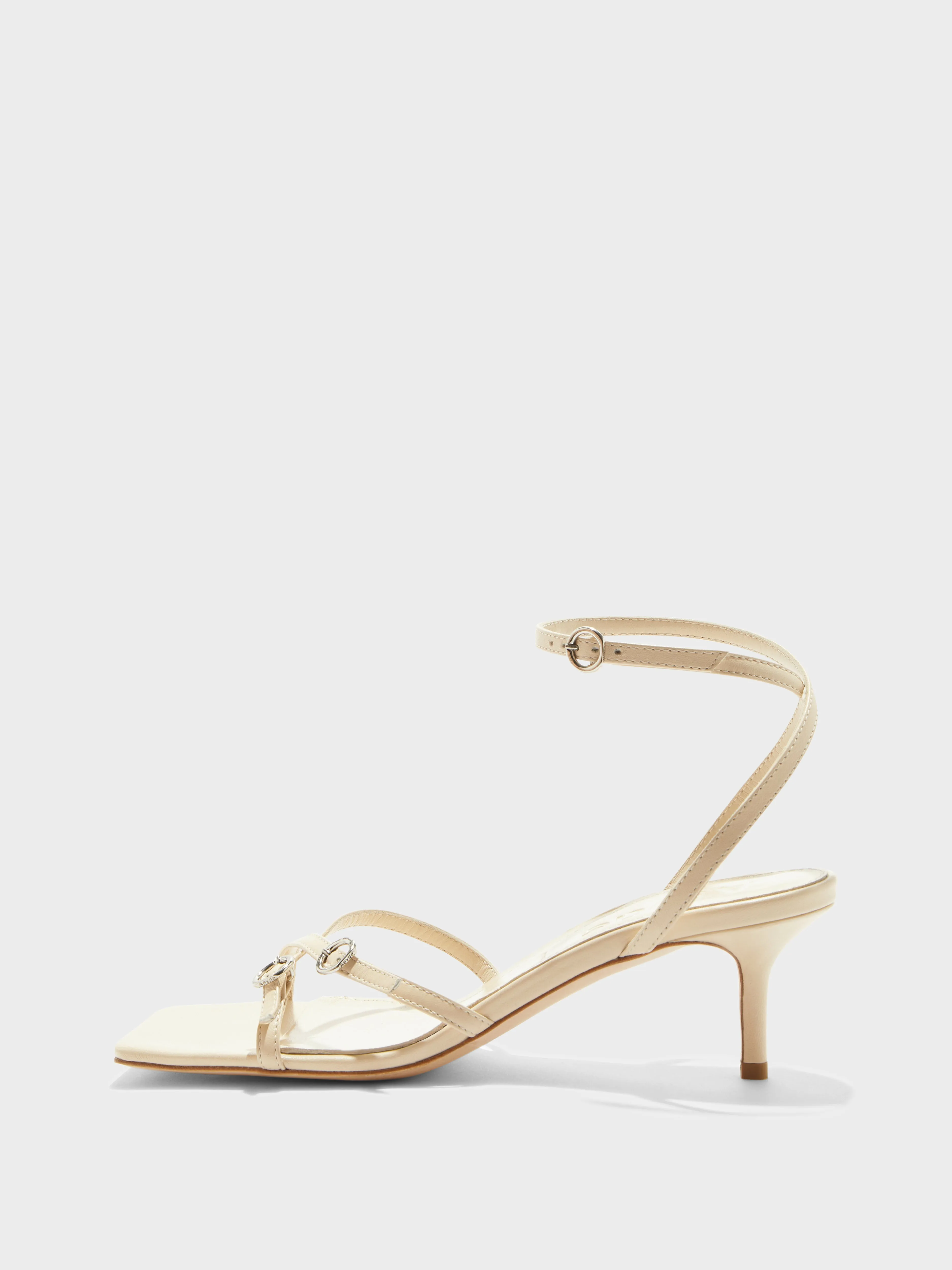 Libby Leather Kitten-Heel Sandals
