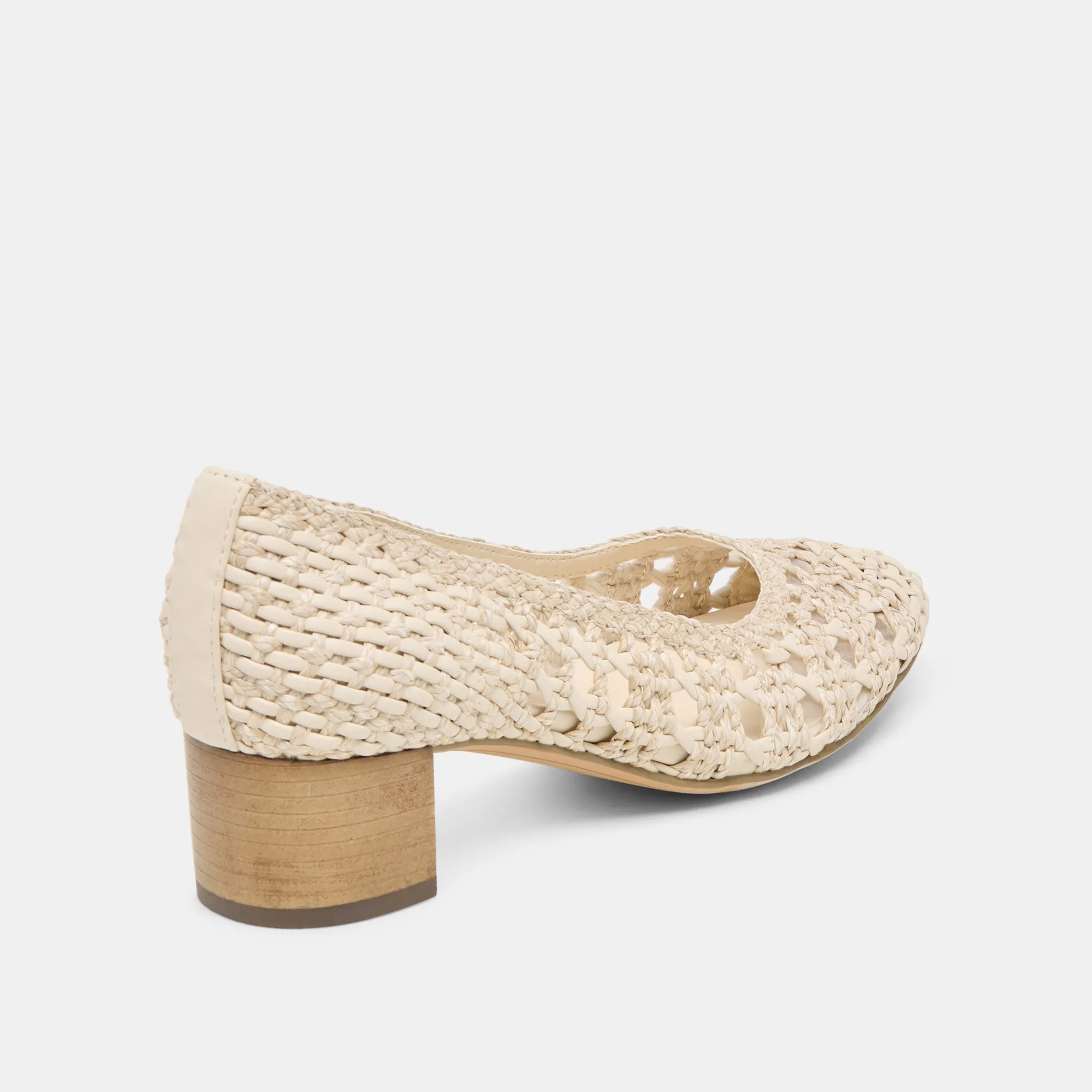LULA HEELS IVORY MULTI WOVEN RAFFIA