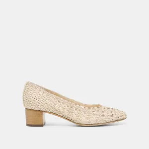 LULA HEELS IVORY MULTI WOVEN RAFFIA