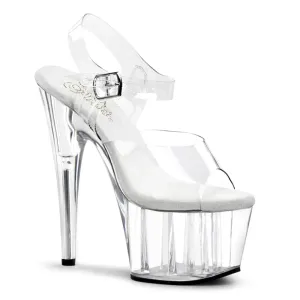 Pleaser Adore 708 Roxxy Stiletto Platform Sandals - Clear/Clear