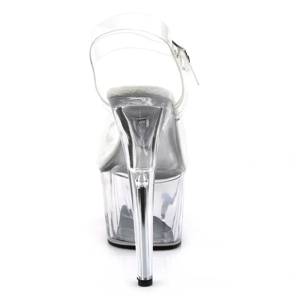 Pleaser Adore 708 Roxxy Stiletto Platform Sandals - Clear/Clear