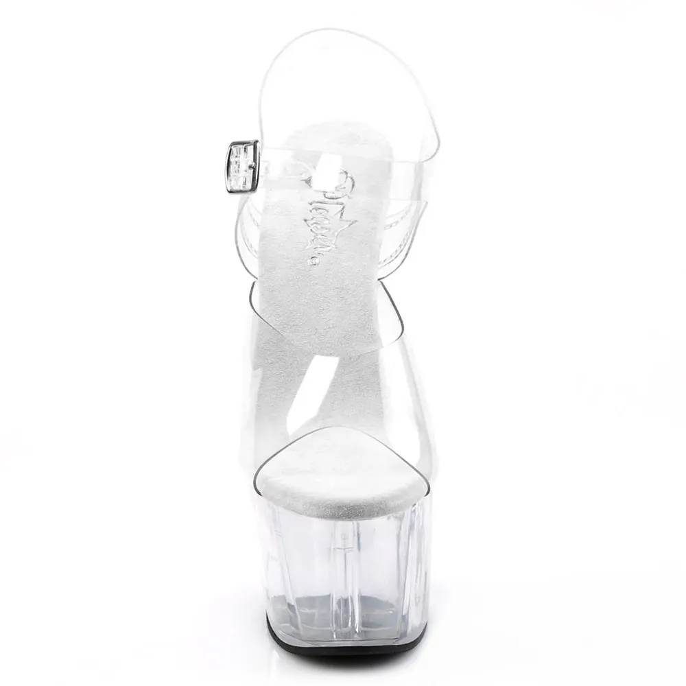 Pleaser Adore 708 Roxxy Stiletto Platform Sandals - Clear/Clear
