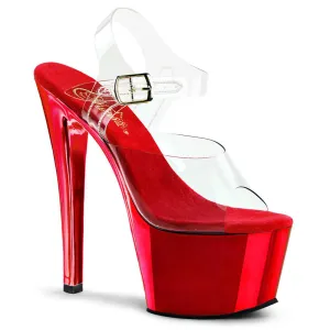 Pleaser Sky308 Amelia - Clear/Red Chrome