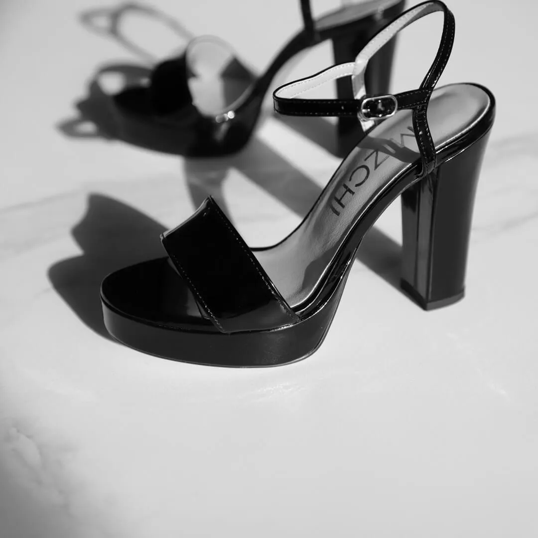 SAMI BEIGE PATENT - high platform