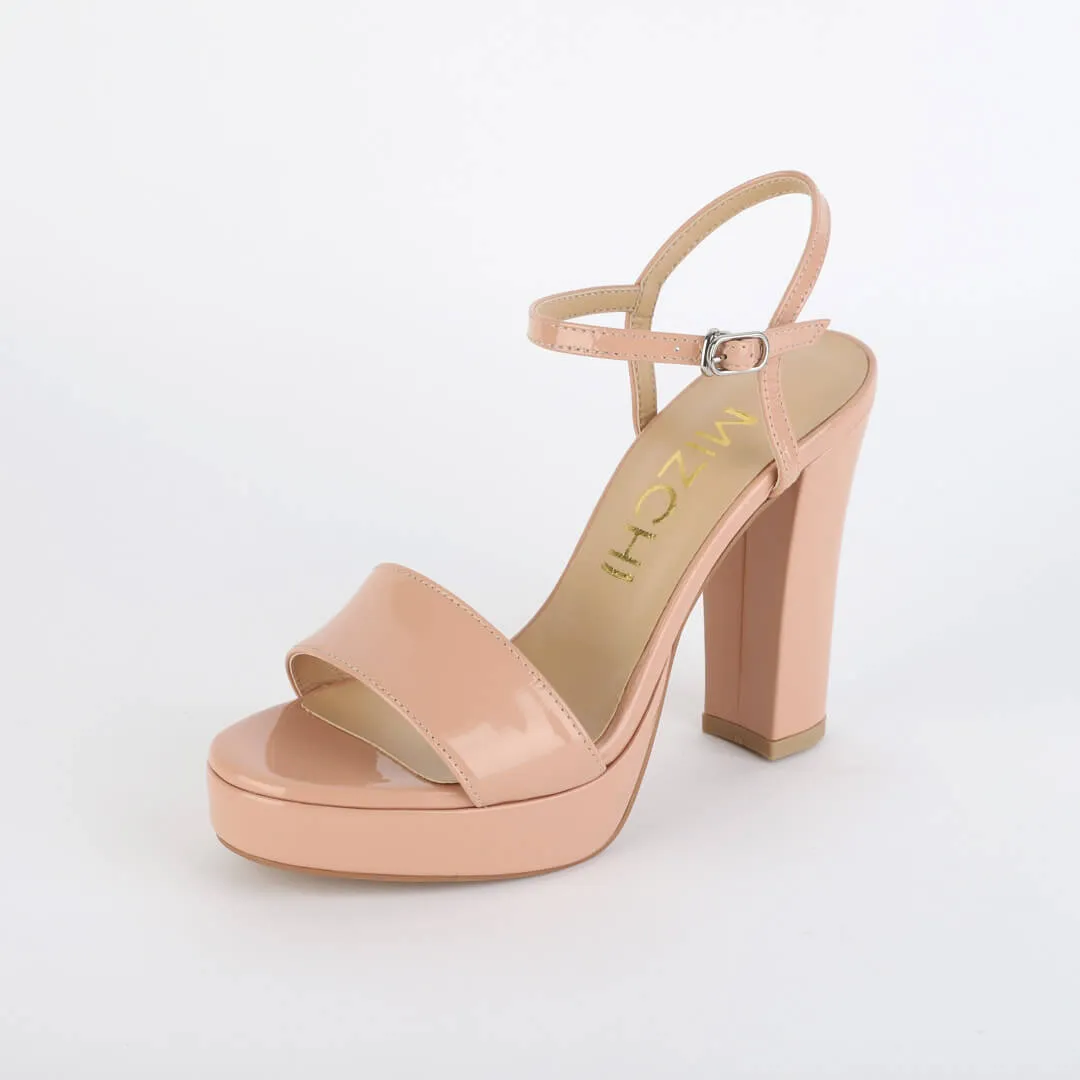 SAMI BEIGE PATENT - high platform