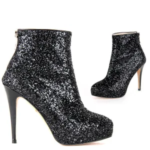 *UK size 1 - XCITE - sparkle black, 8/1cm heels