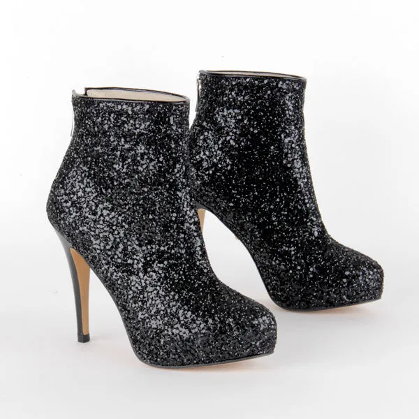 *UK size 1 - XCITE - sparkle black, 8/1cm heels