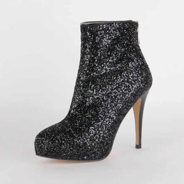 *UK size 1 - XCITE - sparkle black, 8/1cm heels