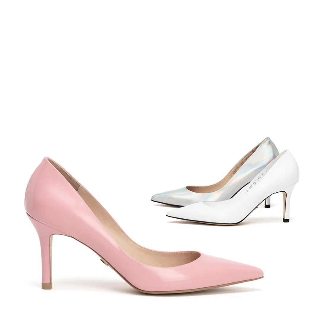 *UK size 2 - AMOLA GLOSSY - pink , 8cm heels