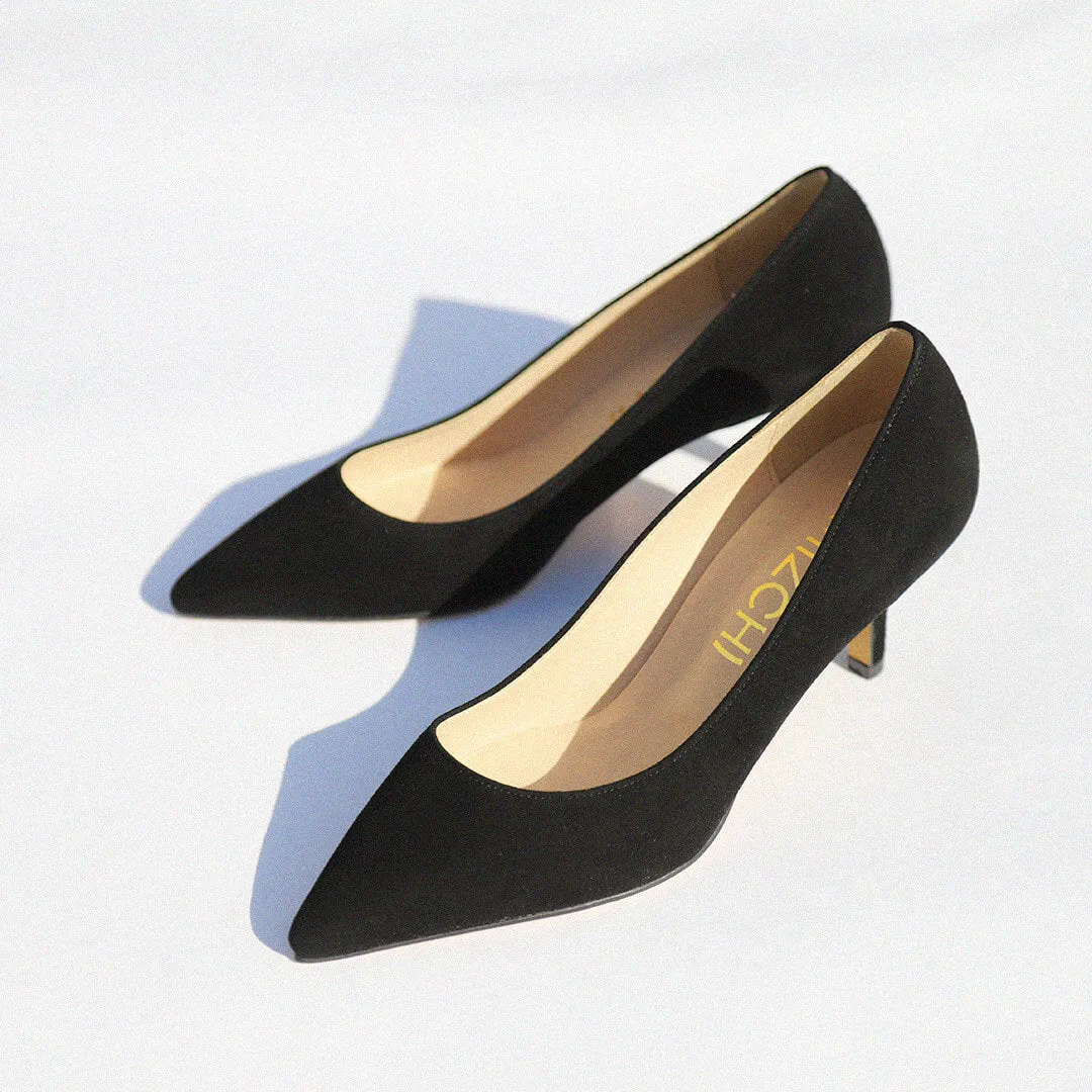 *UK size 2 - ELODIE - black suede, 6cm heels