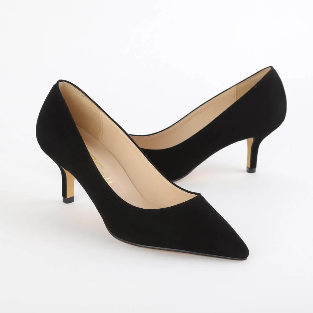 *UK size 2 - ELODIE - black suede, 6cm heels