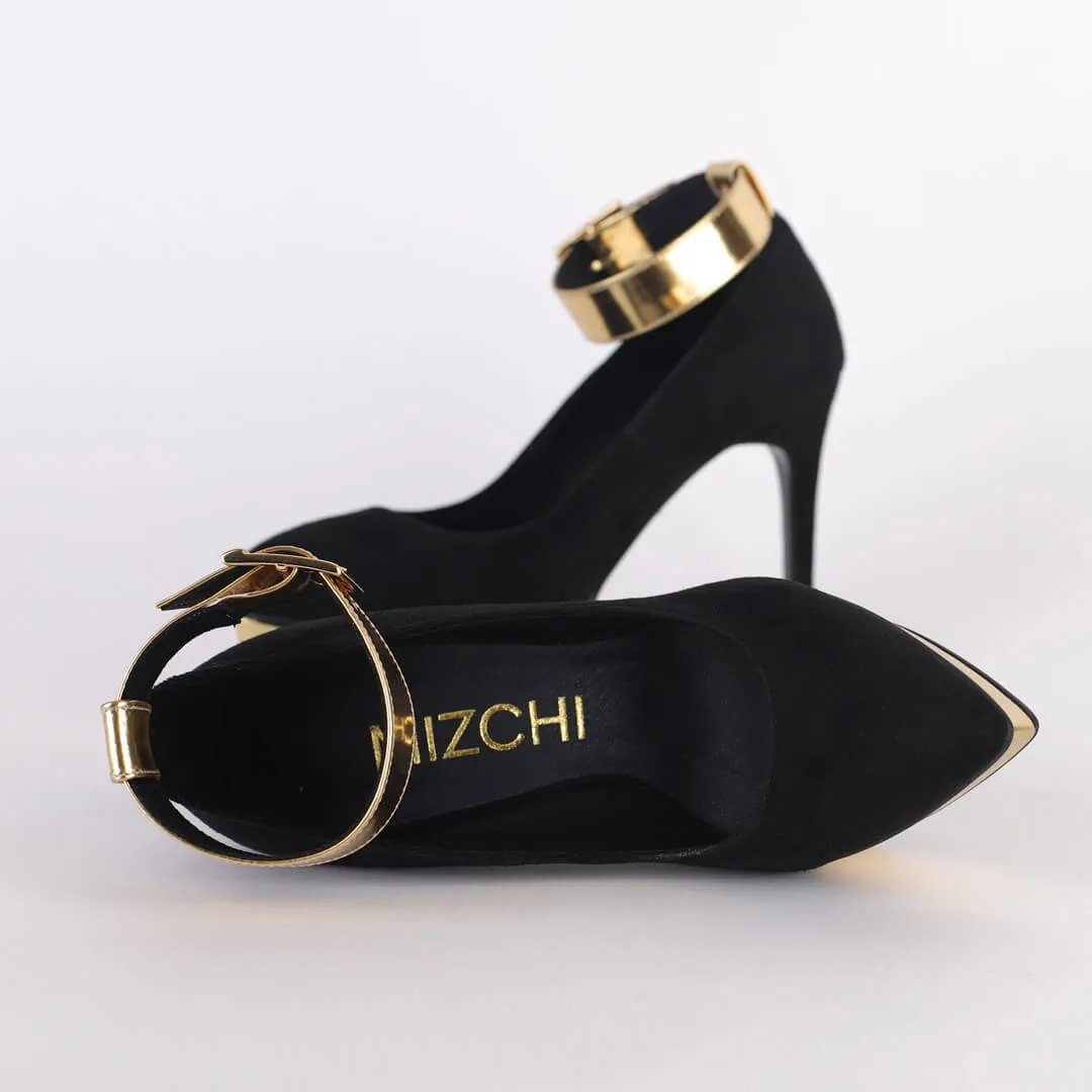 *UK size 2 - LUXX - platform heels (custom BLACK version -silver base - strap hot pink) 10/2cm heels