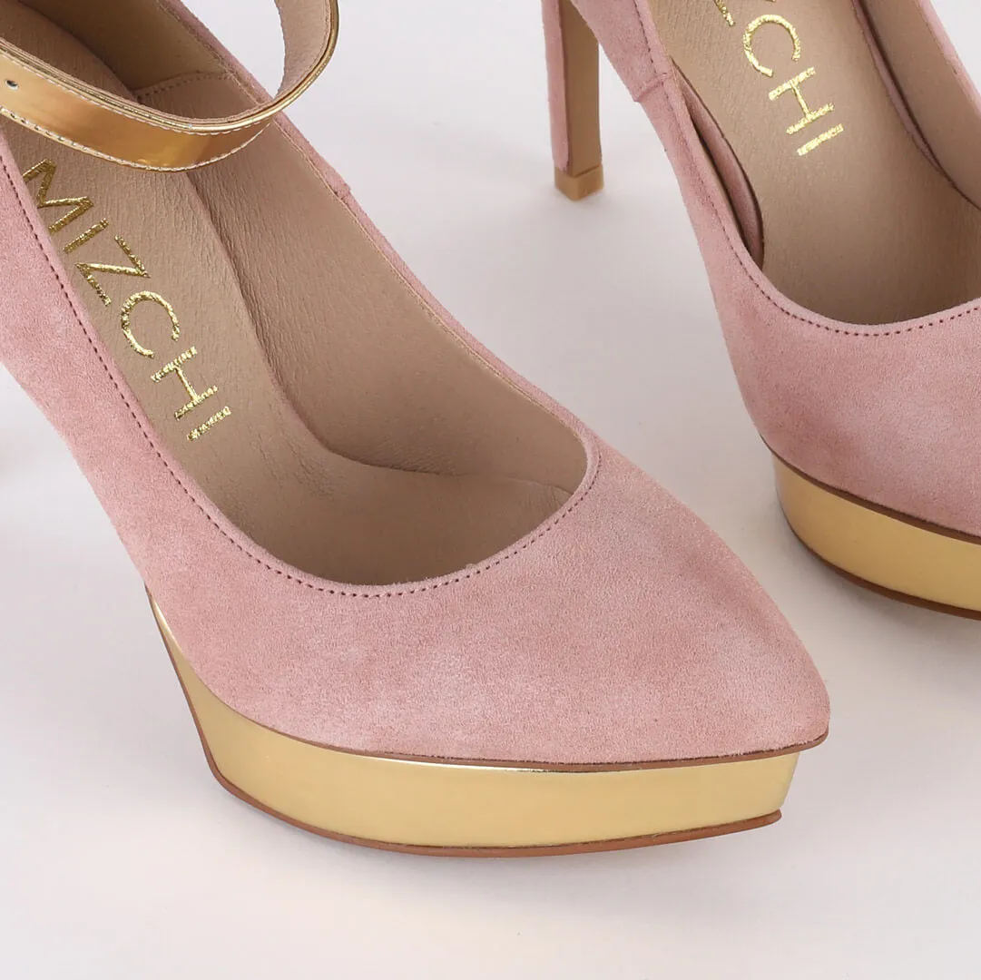 *UK size 2 - LUXX - platform heels (custom BLACK version -silver base - strap hot pink) 10/2cm heels