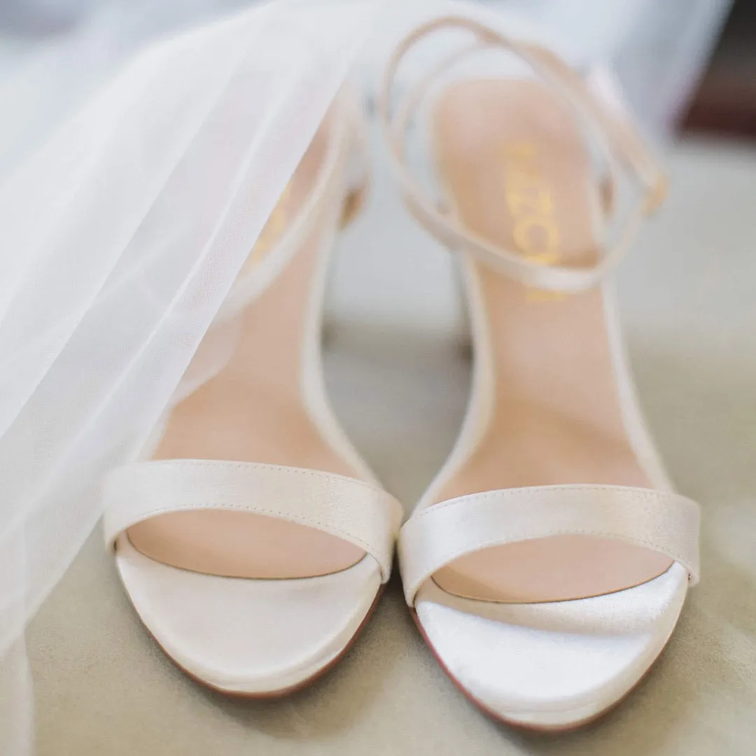 *UK size 2 - MEGAN - white SATIN, 8cm heels