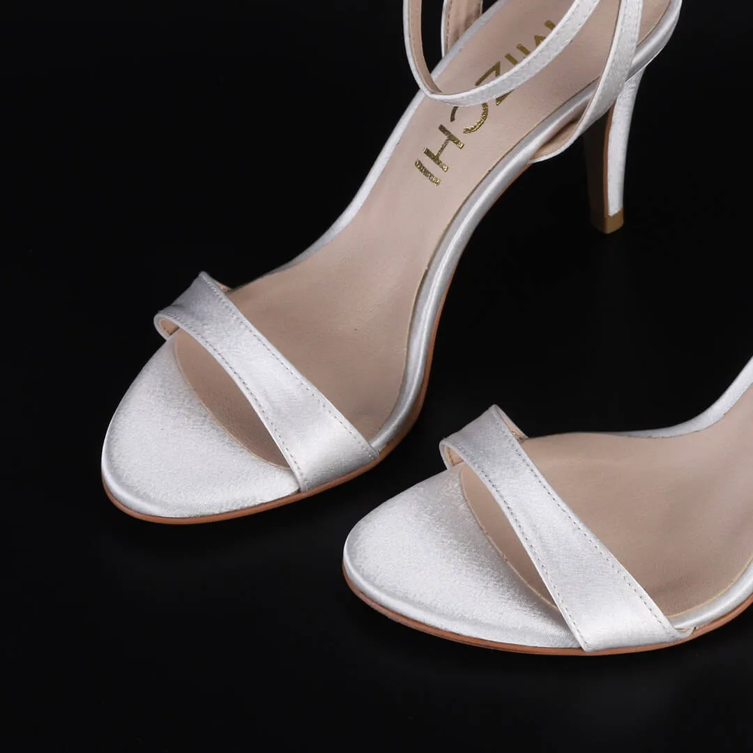 *UK size 2 - MEGAN - white SATIN, 8cm heels