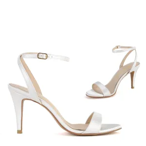 *UK size 2 - MEGAN - white SATIN, 8cm heels