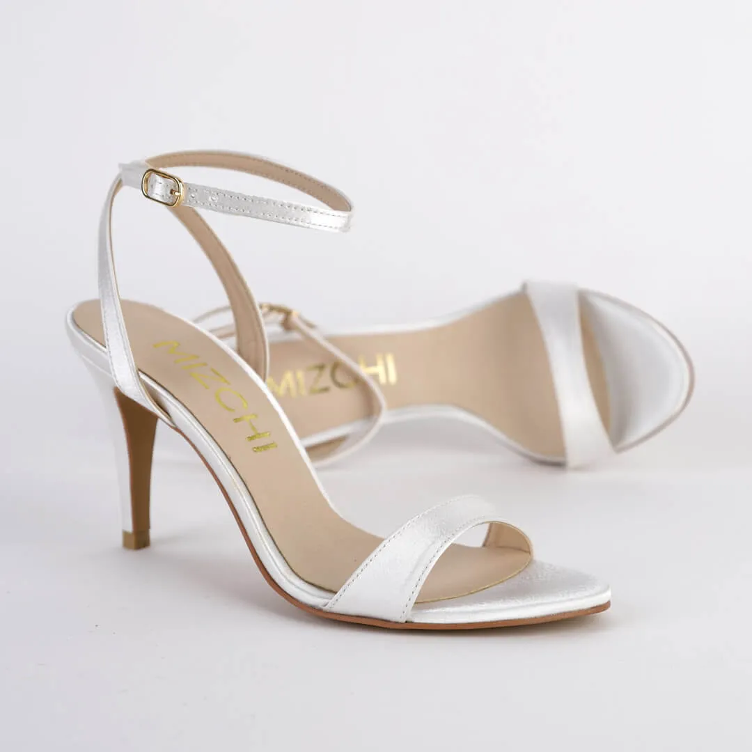 *UK size 2 - MEGAN - white SATIN, 8cm heels