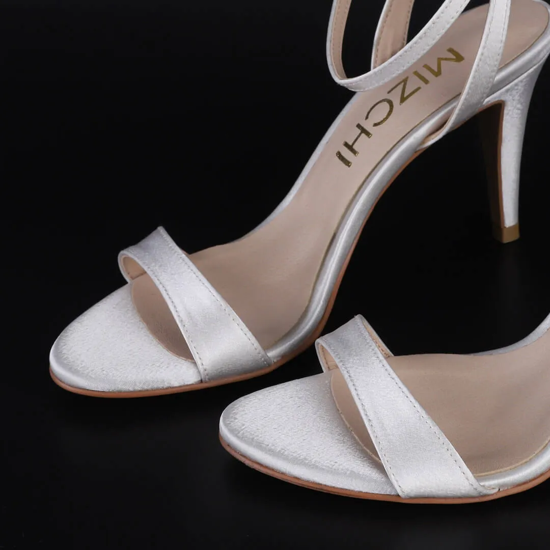 *UK size 2 - MEGAN - white SATIN, 8cm heels