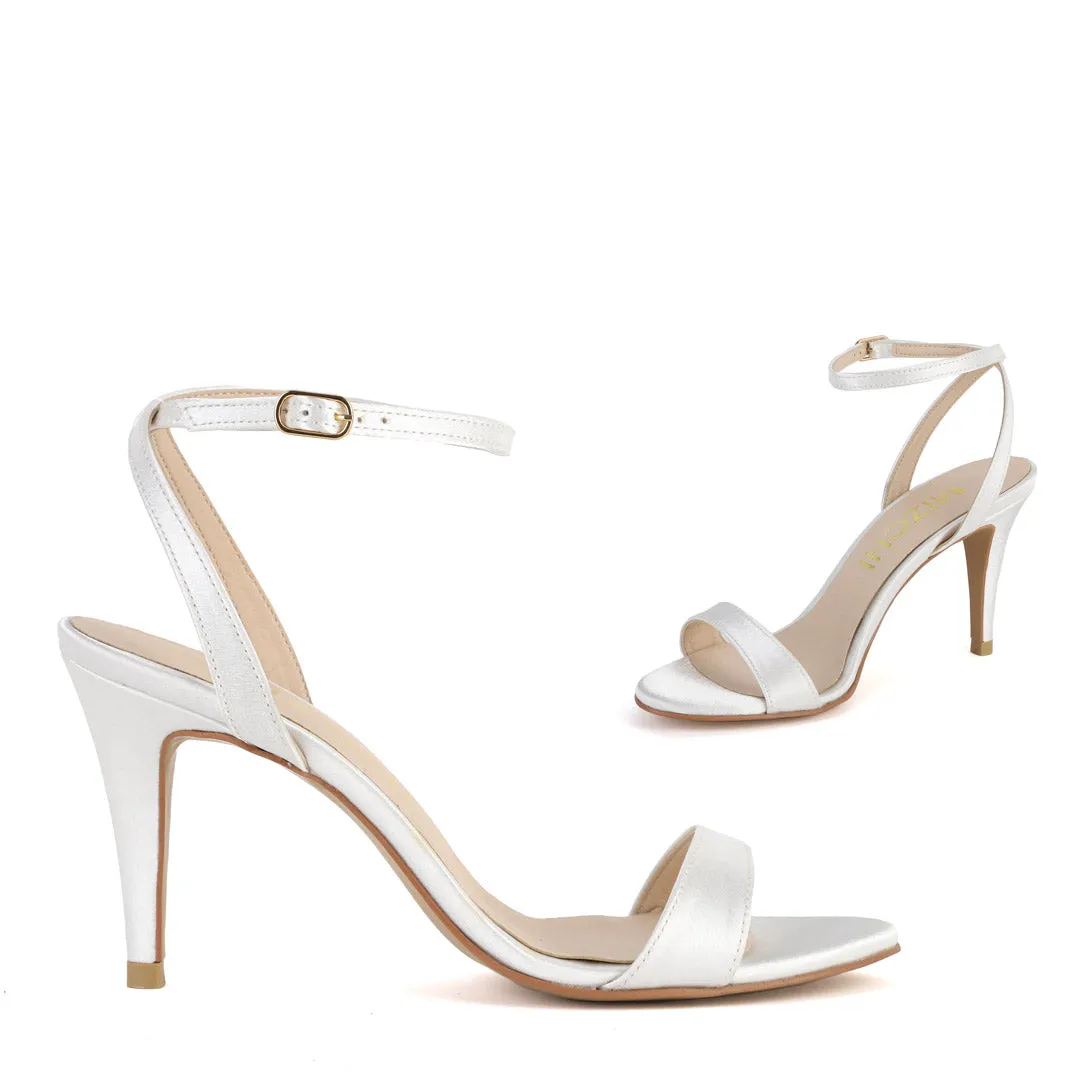 *UK size 2 - MEGAN - white SATIN, 8cm heels