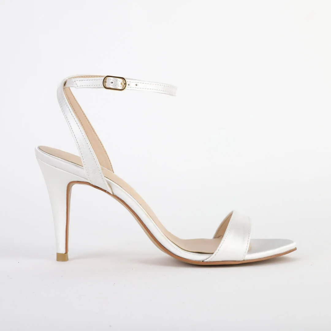*UK size 2 - MEGAN - white SATIN, 8cm heels