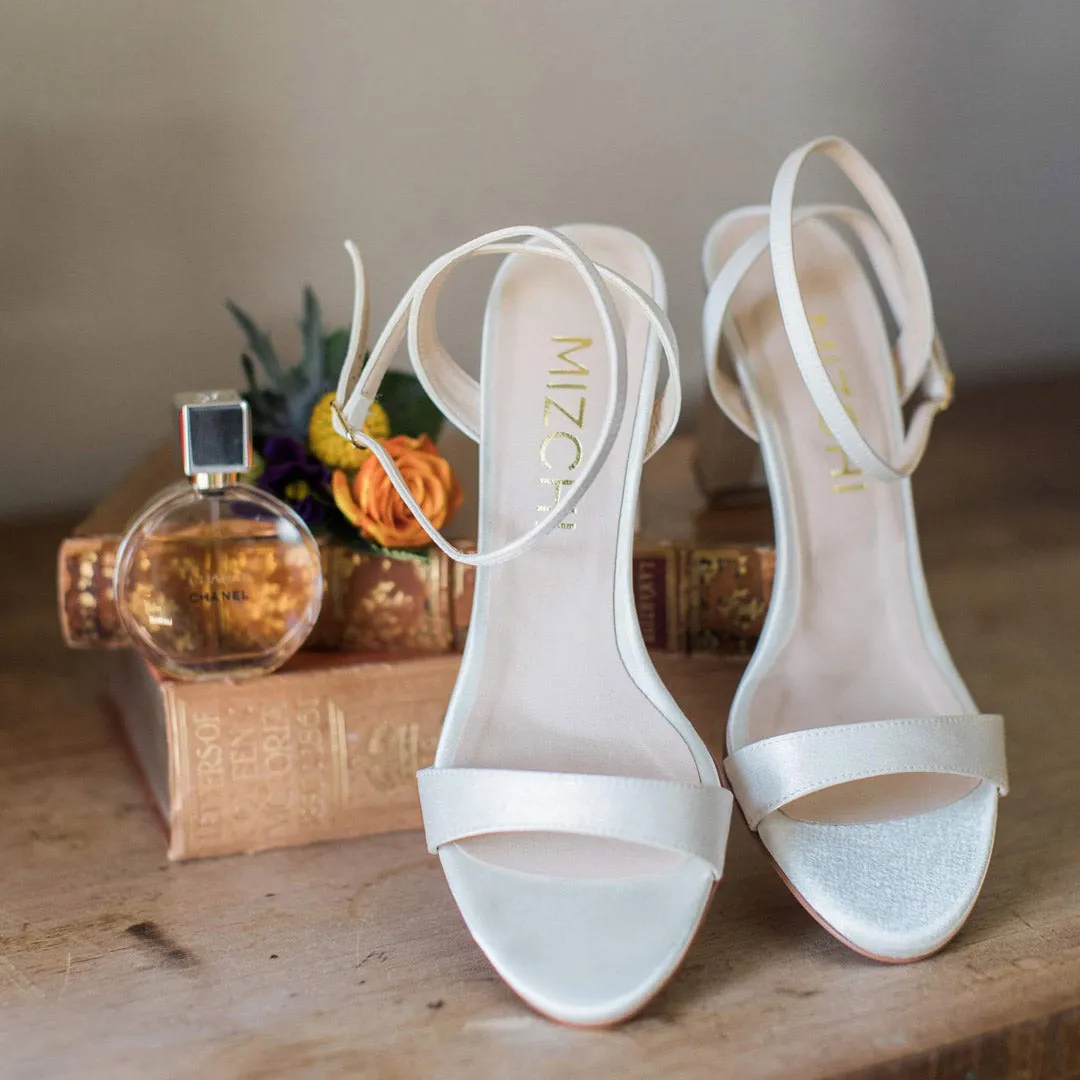 *UK size 2 - MEGAN - white SATIN, 8cm heels