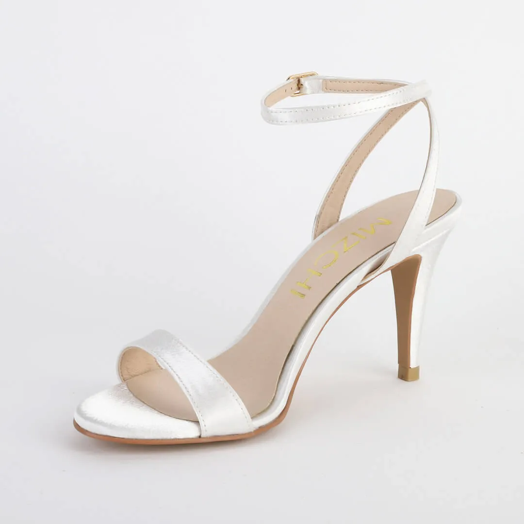 *UK size 2 - MEGAN - white SATIN, 8cm heels