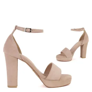 *UK size 2 - QUINN -beige suede, 10/1cm heels